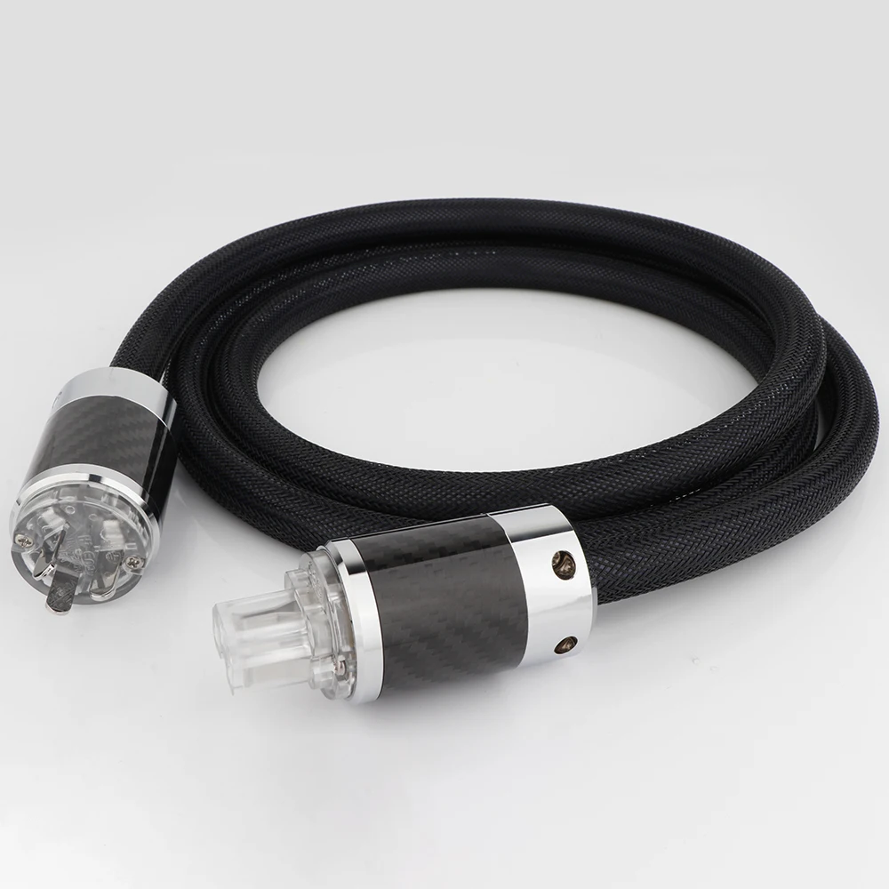 Hifi Audio Carbon Fiber Power Cable EU/USAU Power Cord Audiophile Supply Mains Cord For Amplifier CD DVD Player