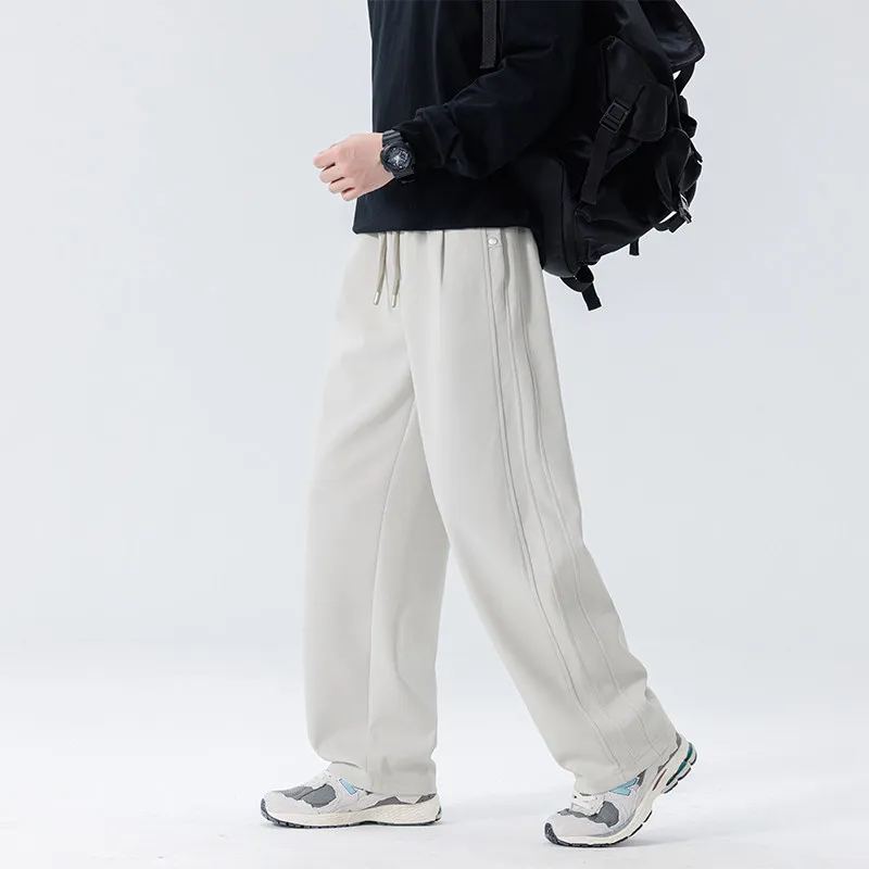 

Trendy Straight Leg Casual Pants Men's Loose Fit Sporty Trousers Autumn Spring Drapey Style 2026 Retro Wealthy Feel High End ...