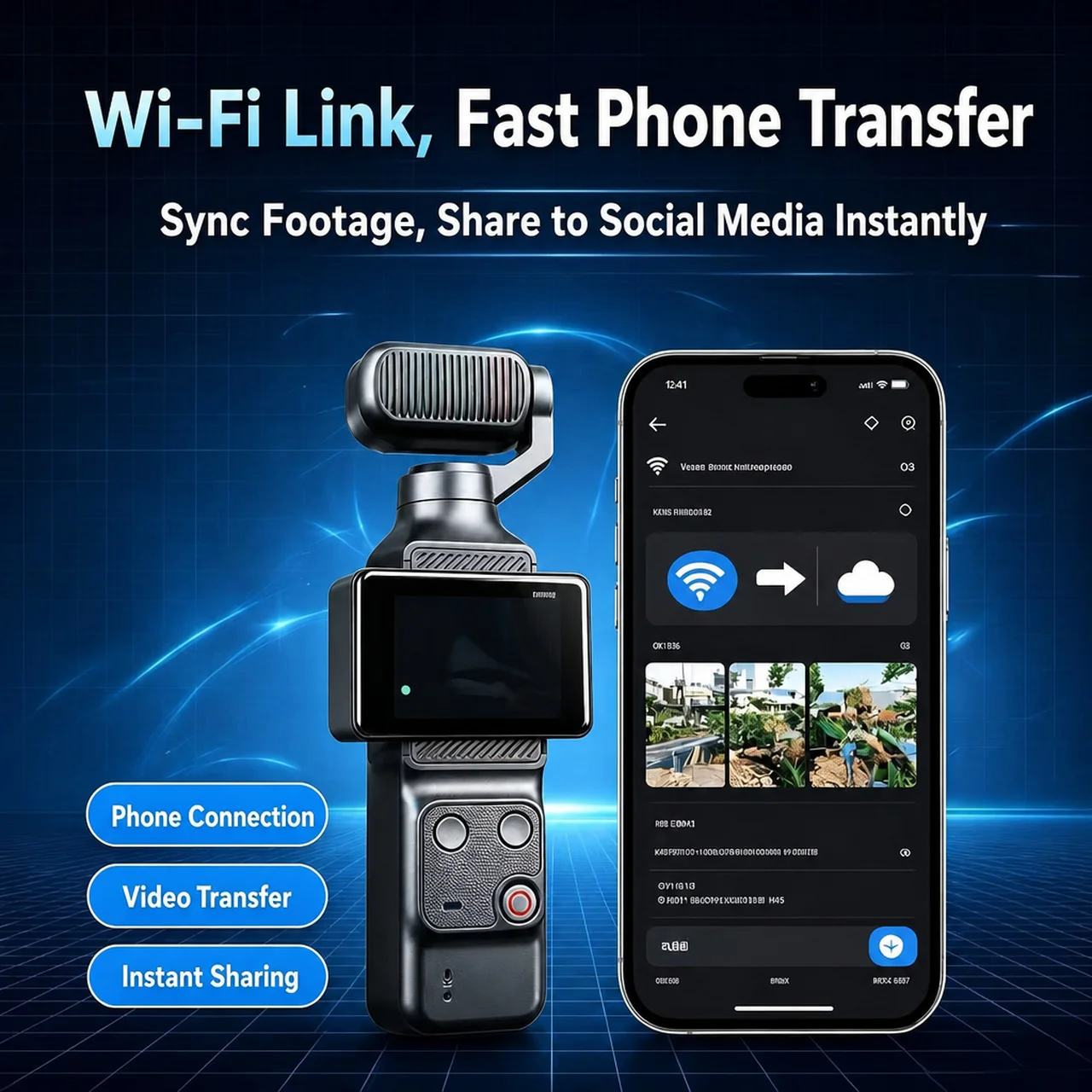 4K Vlog Camera 355° AI Human Tracking Sports Camera with 90° Rotatable Touch Screen Night Vision Video Recorder Type-C