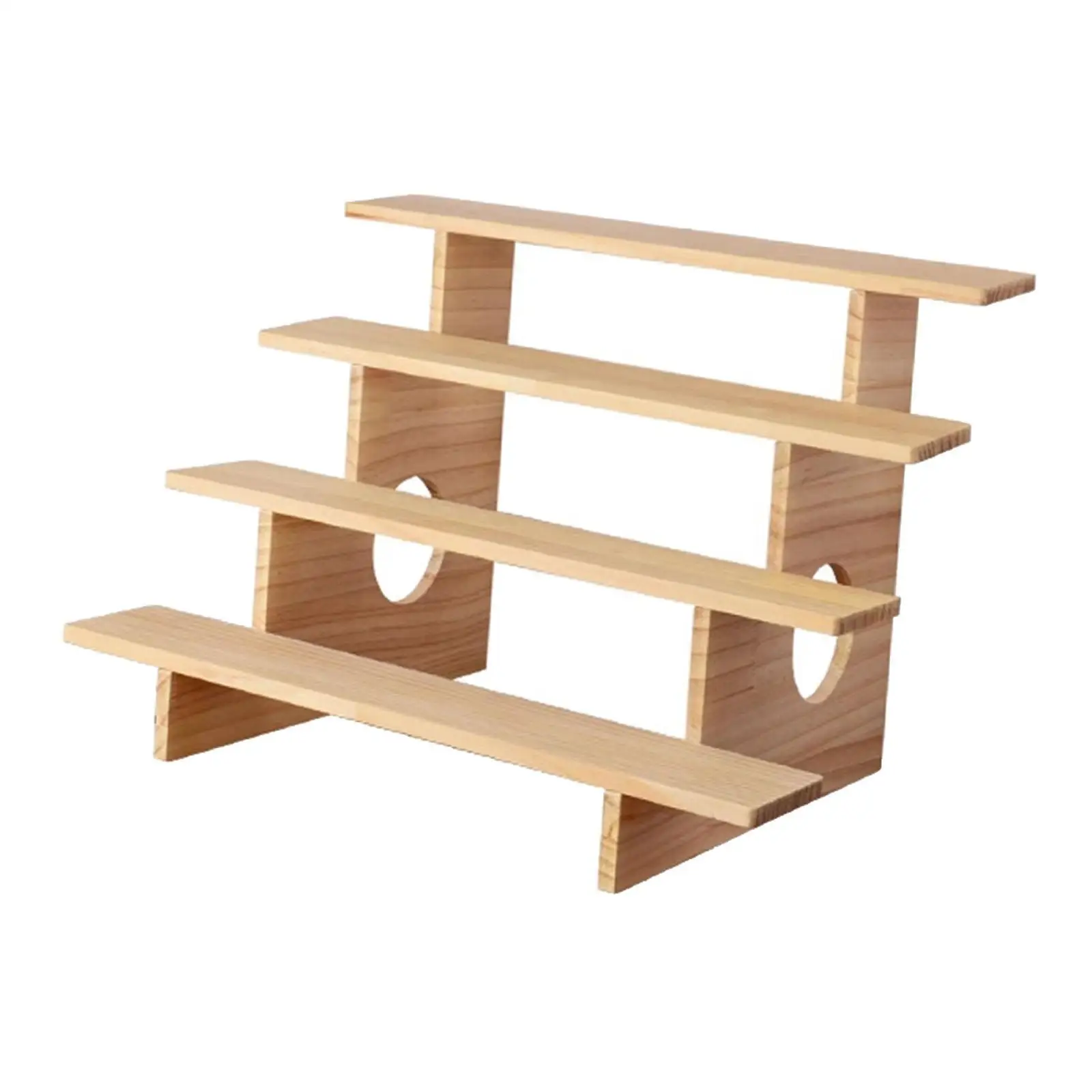 Wooden Display Riser Stand Spice Rack for Cosmetic Figurine Toy Bottles Jars