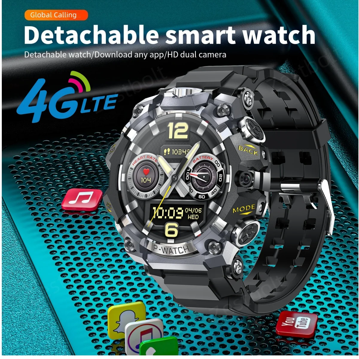 

4G 5G LTE Full Netcom Smartwatch Android system 1.95 inch 720*720 Amoled Screen 800W Dual Camera Fashion Smart Watch GPS WIFI