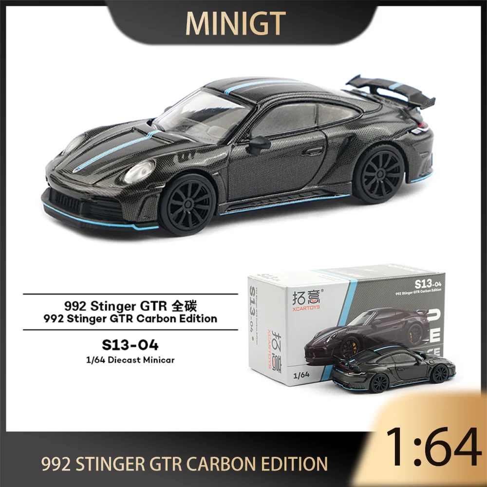 POP RACE 1:64 Porsche 992 Stinger GTR Carbon Edition Legering Premium Diecast Voertuig Model Speelgoed Collectible Display Stuk