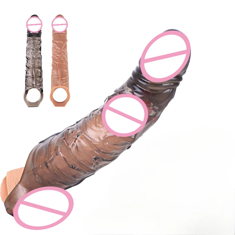 Reusable Penis Sleeve for Men Flexible Glans Penis Enlarger Extender Delay Ejaculation Cock Ring Sex Toys for Couples Sex Tool