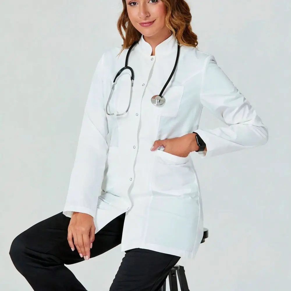 Professional Long Sleeve Lab Coat Uniform For Cmeina Women Dental Clinic Medical Student Beauty Salon Science Laboratory Apparel