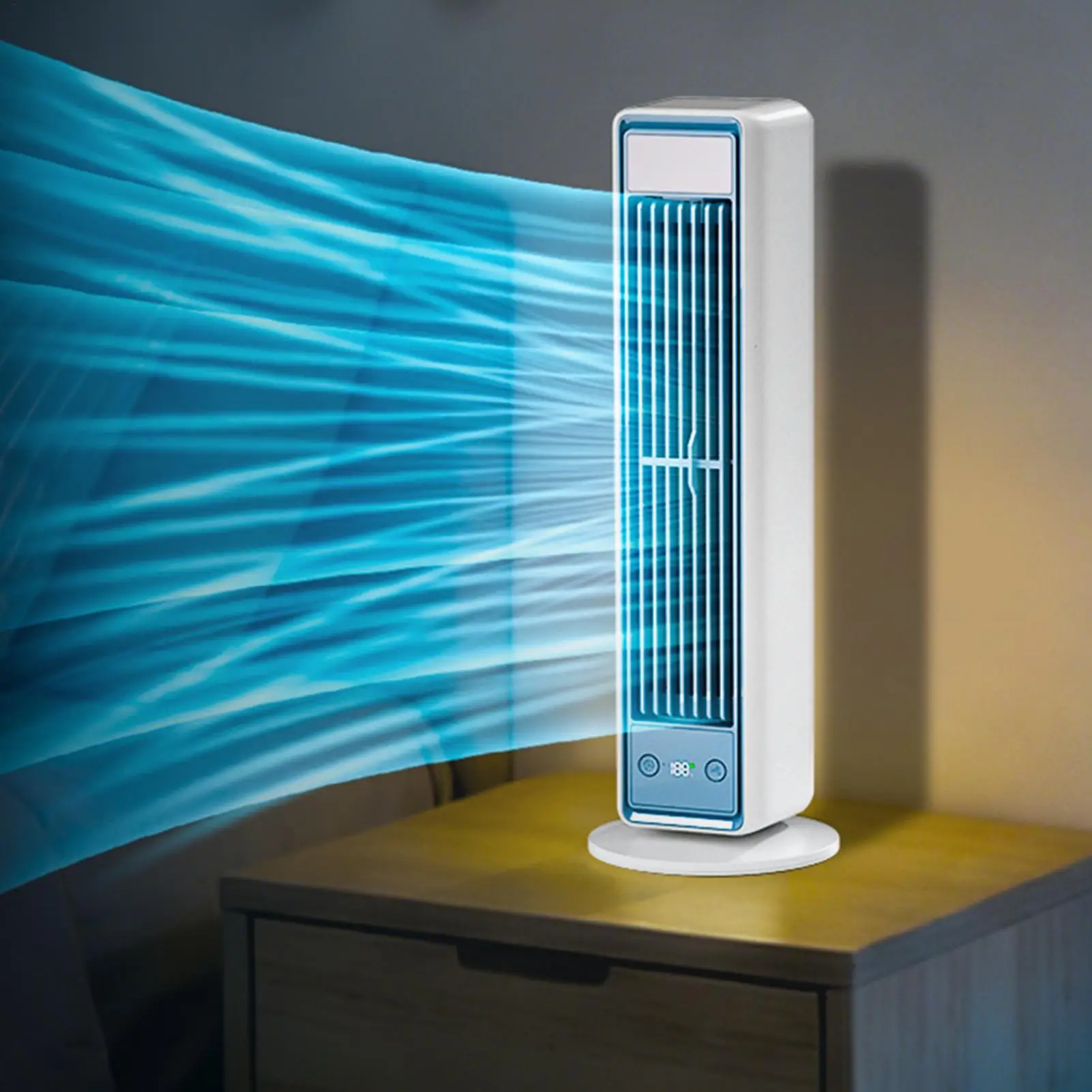 Mini Tower Fan High Velocity LED Display Bedroom Fan USB rechargeable automatic oscillating bladeless fan For Bedroom Home