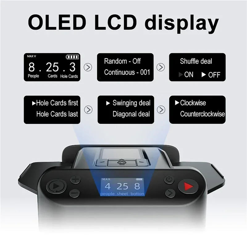 Fully Automatic Shuffling Machine OLED LCD Display Electric Card Dealer Machine Playing Cards Shuffling Dealing Tool