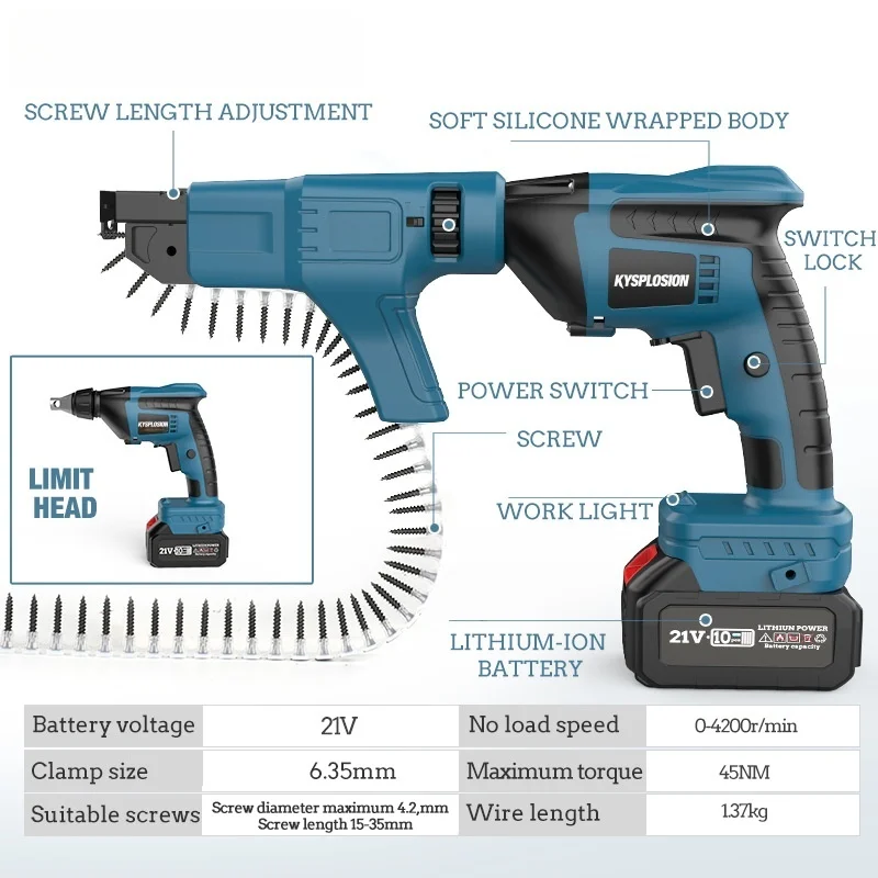 2in1 Brushless Electric Lithium Screwdriver Strip Screw Gun Dual Function pistol fixing nails in the wall For Makita 18V Battery view 4