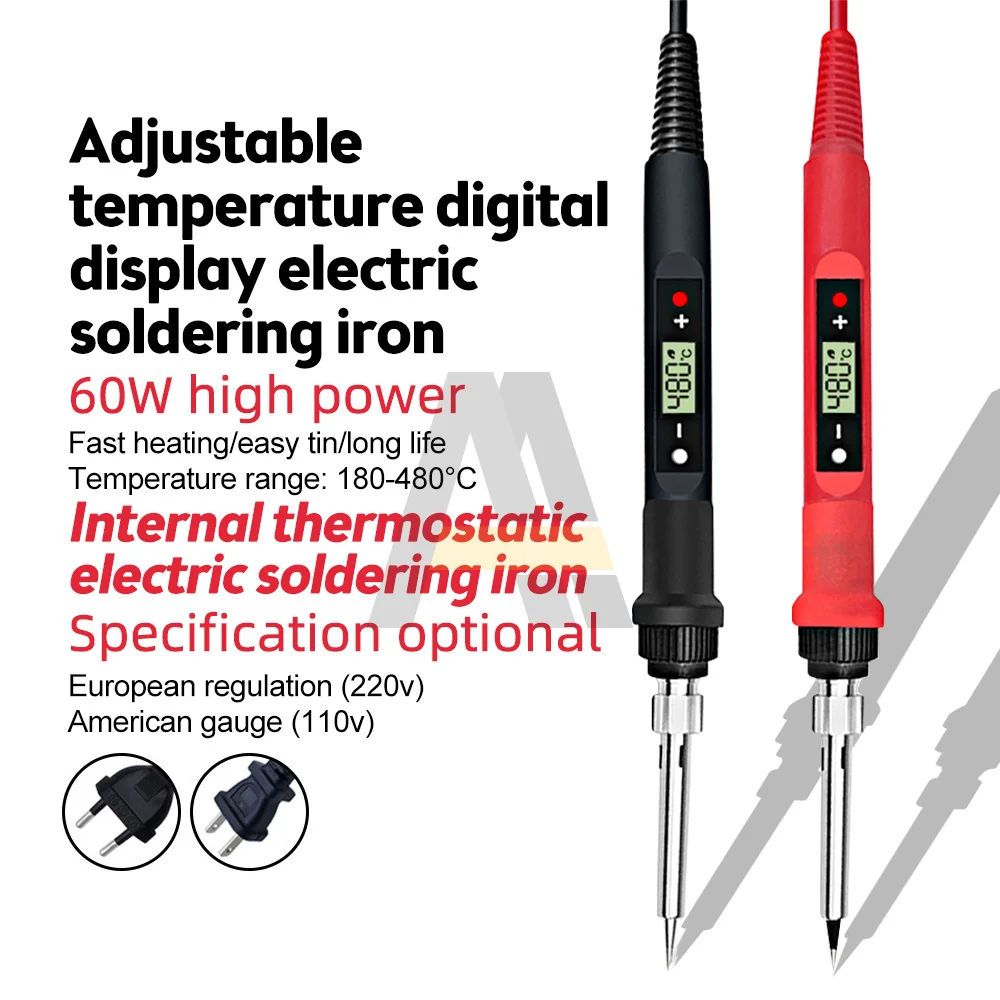 60W Professional Soldering Iron LED Digital Adjustable Temperature Electric Solder Iron 110V 220V Industry Welding Repair Tools