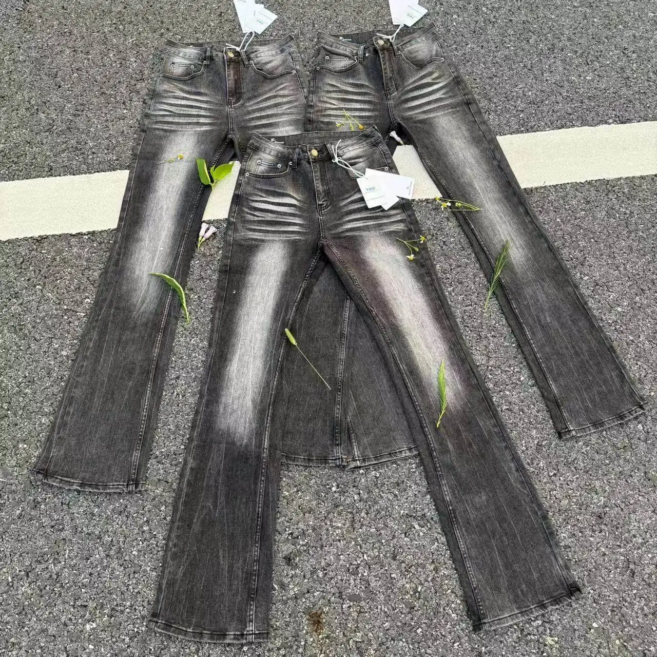 Men's Vintage Street Style Flare Jeans Unisex Spring Y2k Washed Retro Trousers Cool Boy Bottom Male High Waist Denim Pants