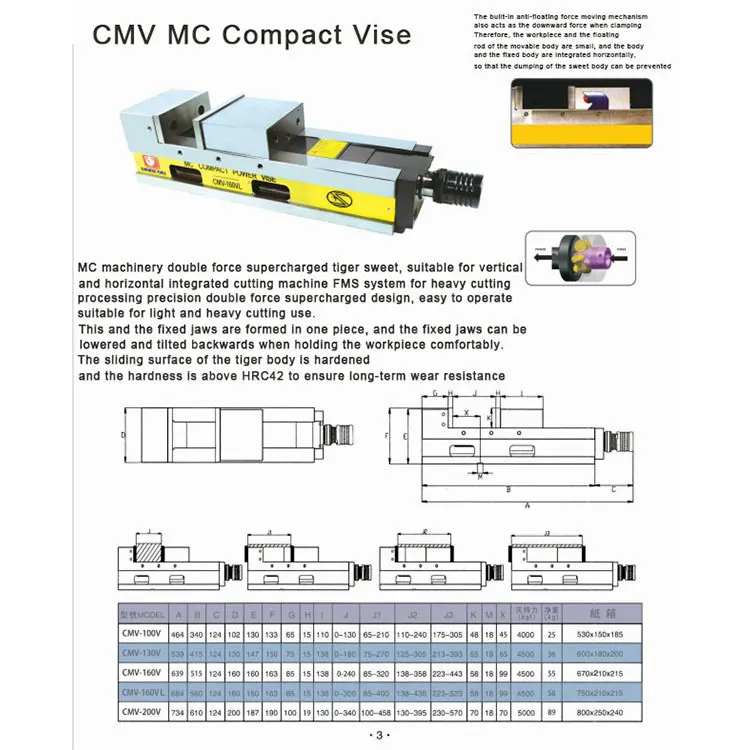 CMV-200V MC compact power Angle Lock Vise High Precision Modular Vise Milling Machine Vise