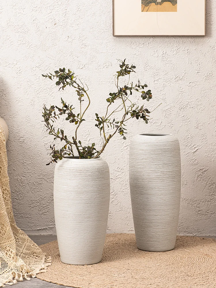 Jingdezhen ceramic vase, modern and minimalist living room, floor to ceiling decoration, Nordic white ceramic ja