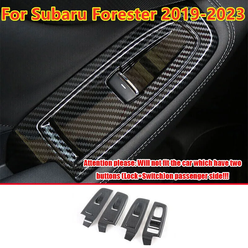 Carbon Fiber Window Lift Switch Panel Cover Trim For Subaru Forester 2019-2023