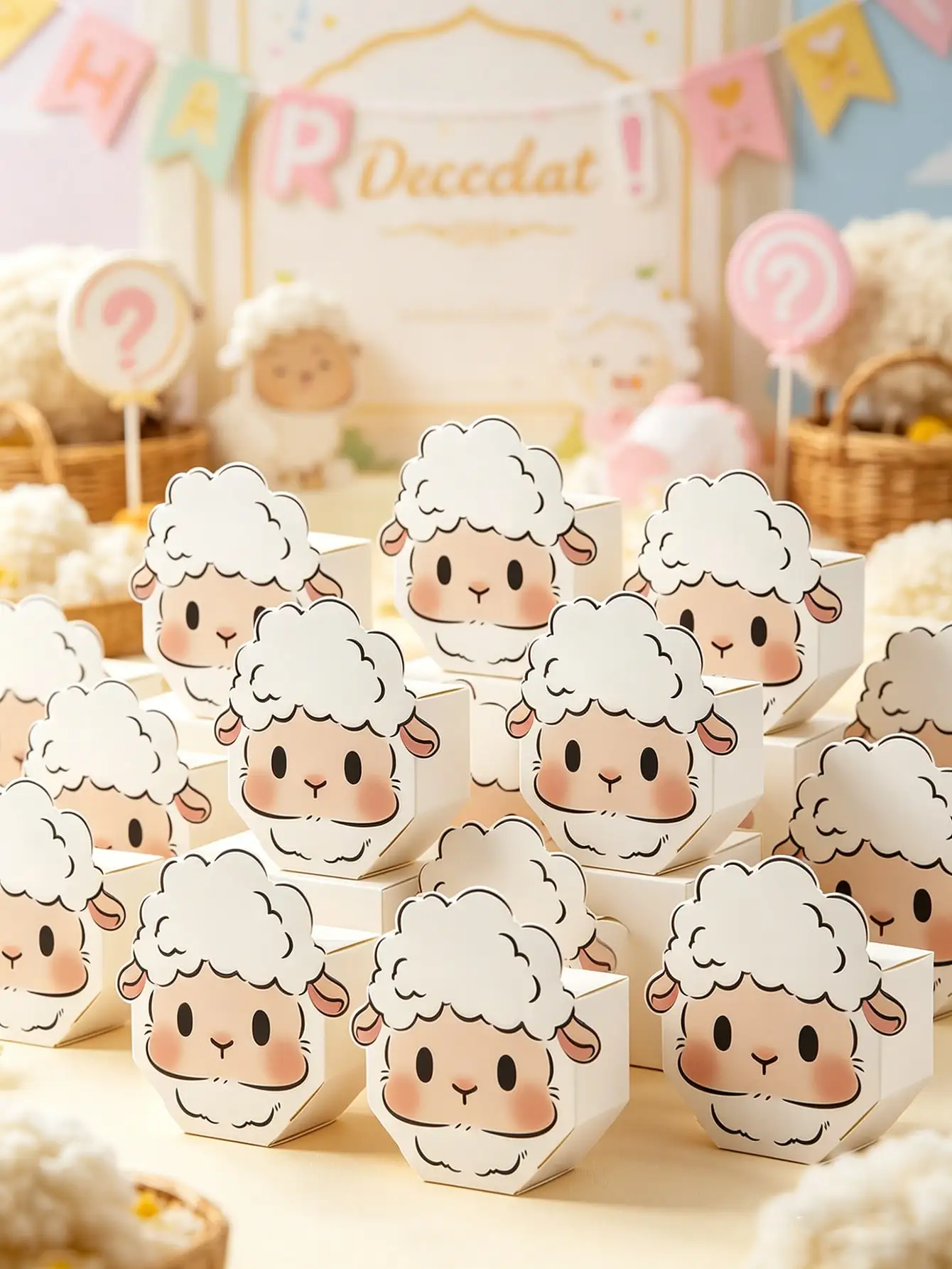 Lamb Theme Folding Gift Box Set of 1/12/24 Candy Decoration Pet Adoption Birthday Wedding Qurban Gift Baby Shower Bride Gift Par