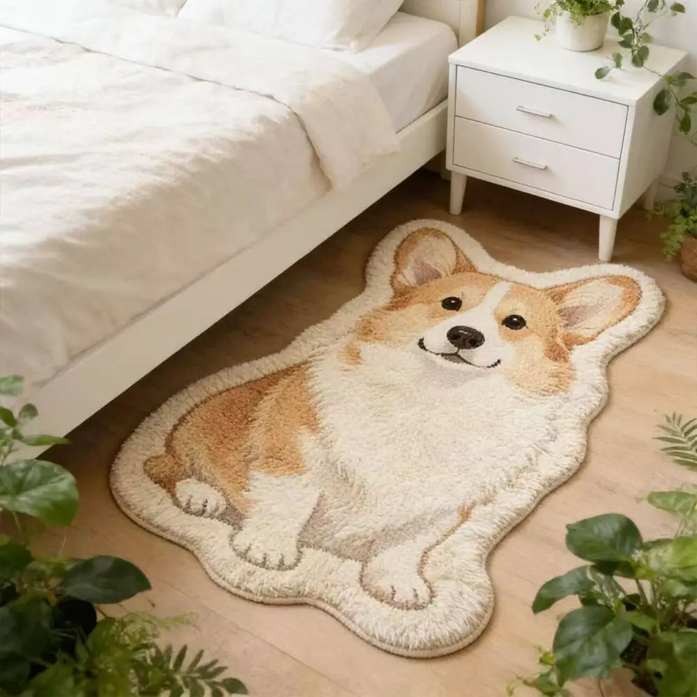 Non-Slip Cat-Shaped Area Rug Soft 3D Pattern Home Decor Carpet Easy to Clean Anti-fouling Cartoon Carpet for Home Decoration