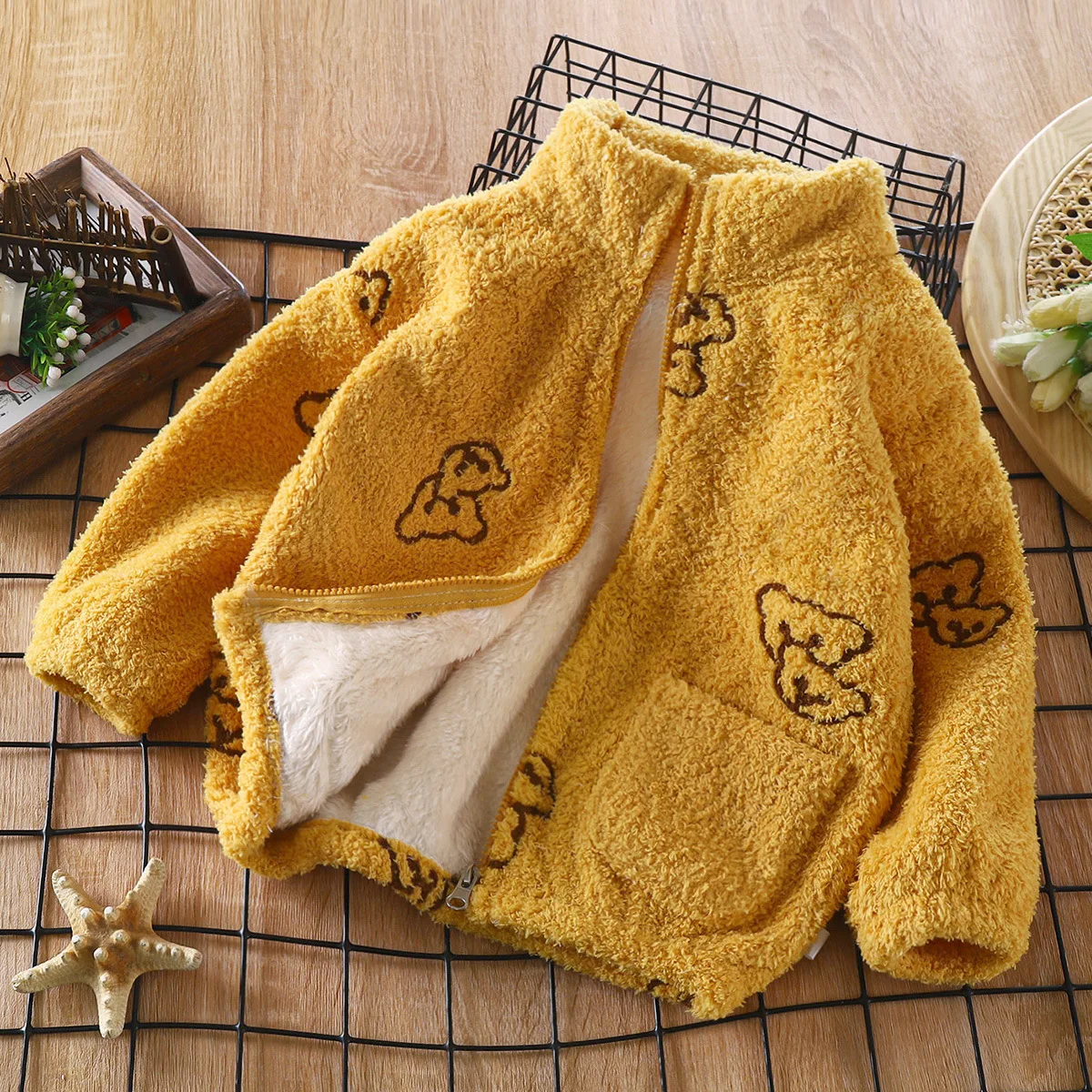 Fleece Thermal Kids Jacket Cute Cartoon Kids Coat Fall Winter Children's Clothes 6