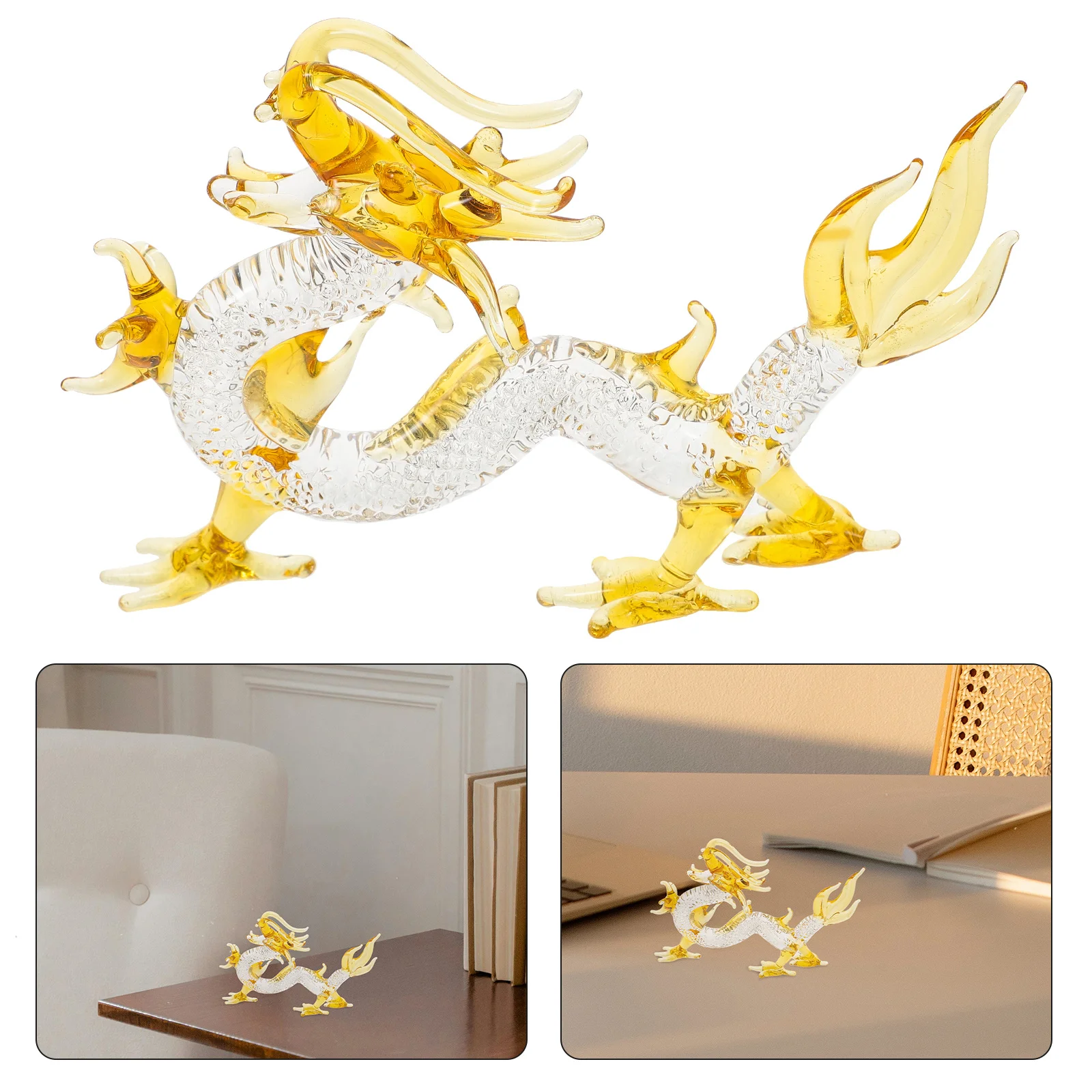 

Crystal Glass Dragon Statue Desktop Animal Decoration Good Luck Zodiac Dragon Sculpture Desk Decor Desk Animal Statue