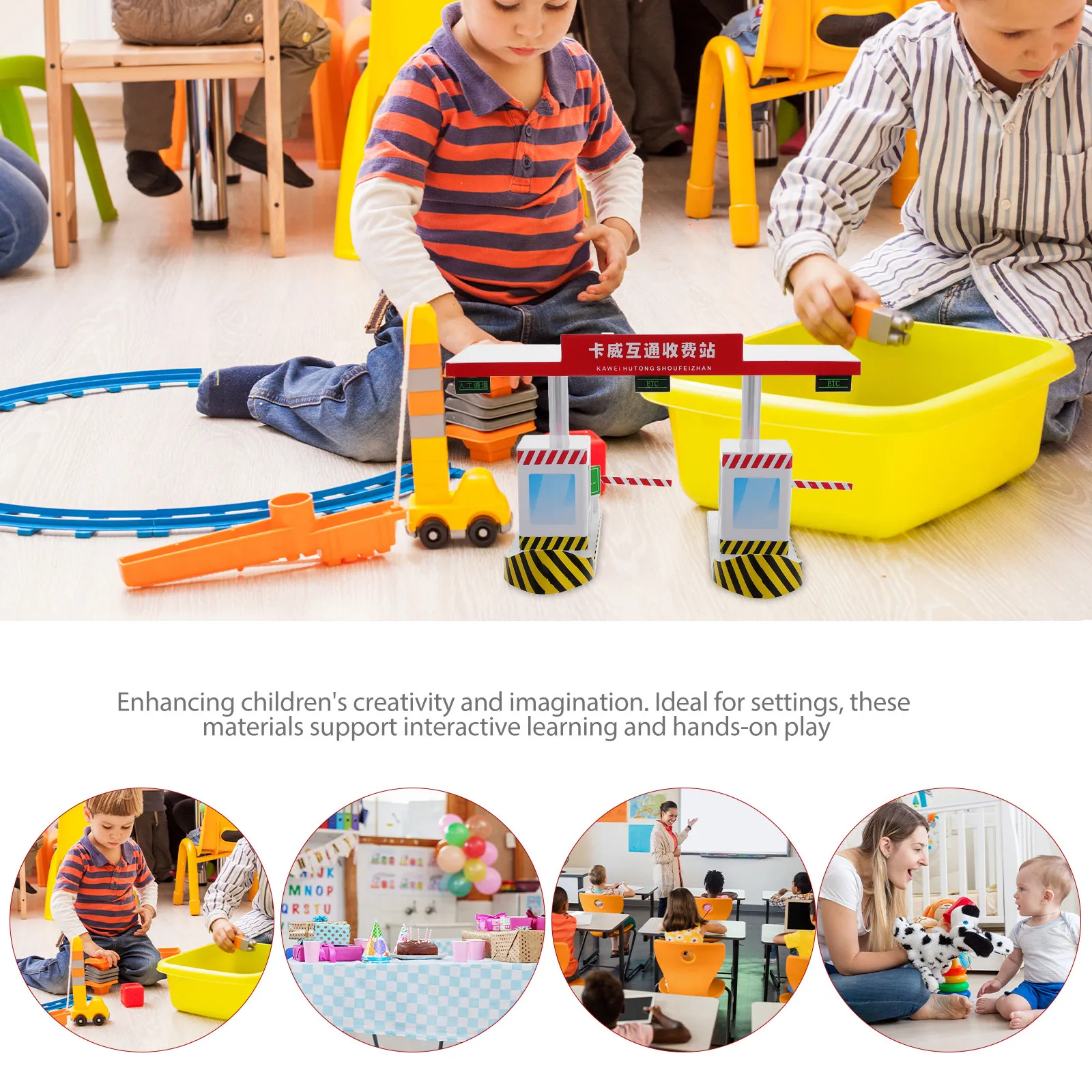 Plastic Toll Booth Playset Highway Traffic Station for Children Realistic Design Interactive Play Educational Value Family