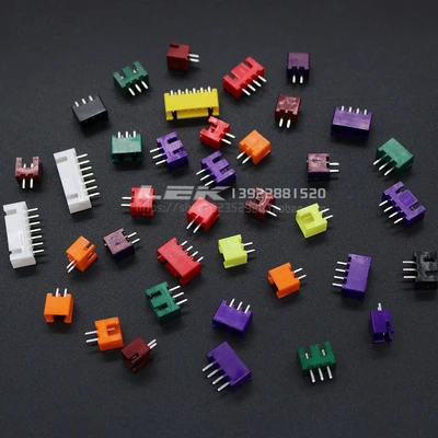 50pcs xh2.54コネクタ2.54mmハウジングカラーラバーシェルストレートピン2p 3p 4p 5p tjc3カラーコネクタ