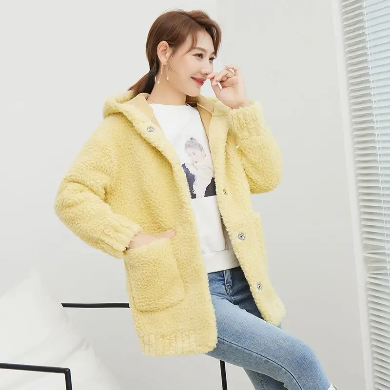 

Autumn Women Real Fur Coat Female Wool Jacket Turn-down Collar Thicken Warm Outerwear Fashion Loose Luxury Streetwear Coats G780