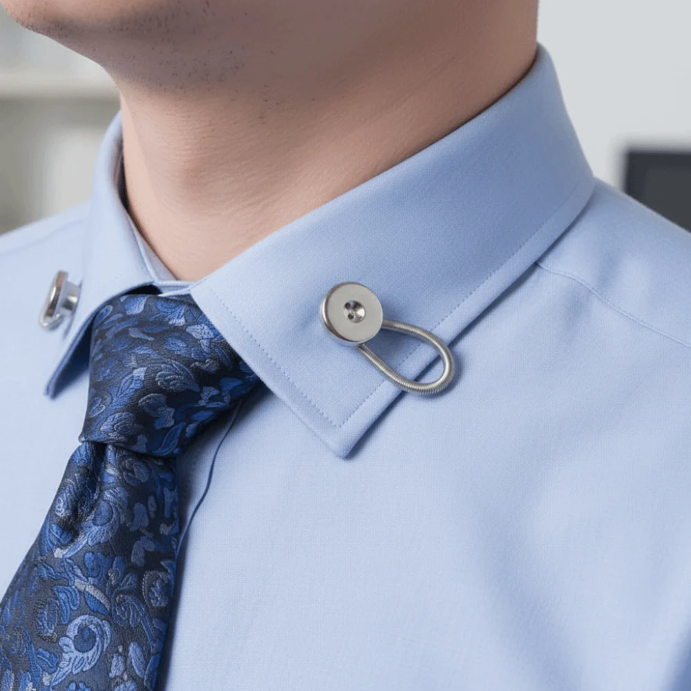 10pcs 10Pcs Set Collar Extenders Alloy Spring No Sew Shirt Cuff Button Flex Elastic Loop Hidden Design Dress Shirt Clips