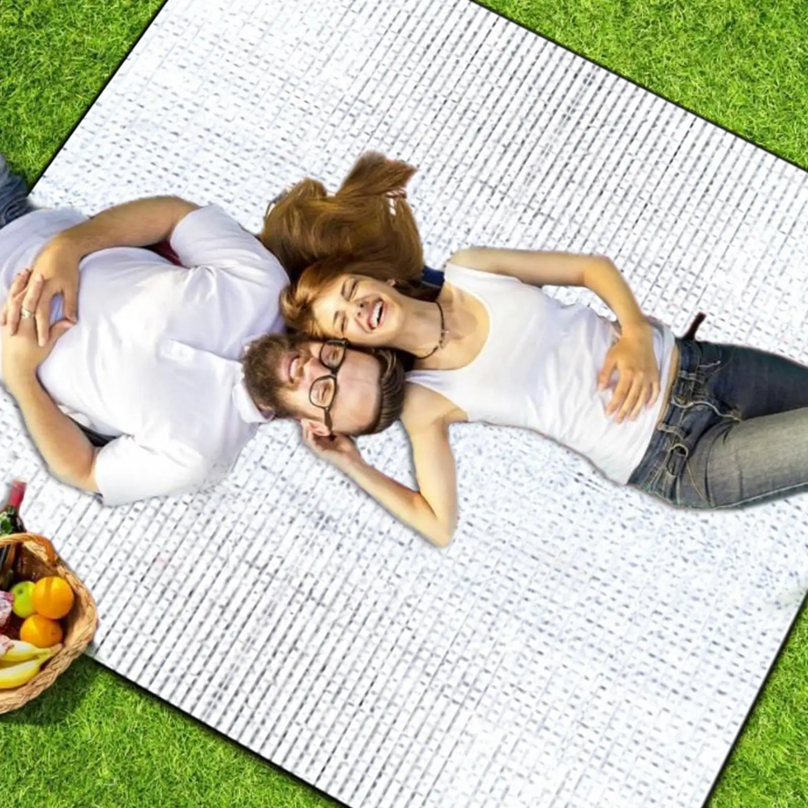 Camping-Aluminium-Schaumstoff-Bodenmatte, faltbare, doppelseitige Zelt-Aluminiumfolienmatte für Camping und Picknick im Freien