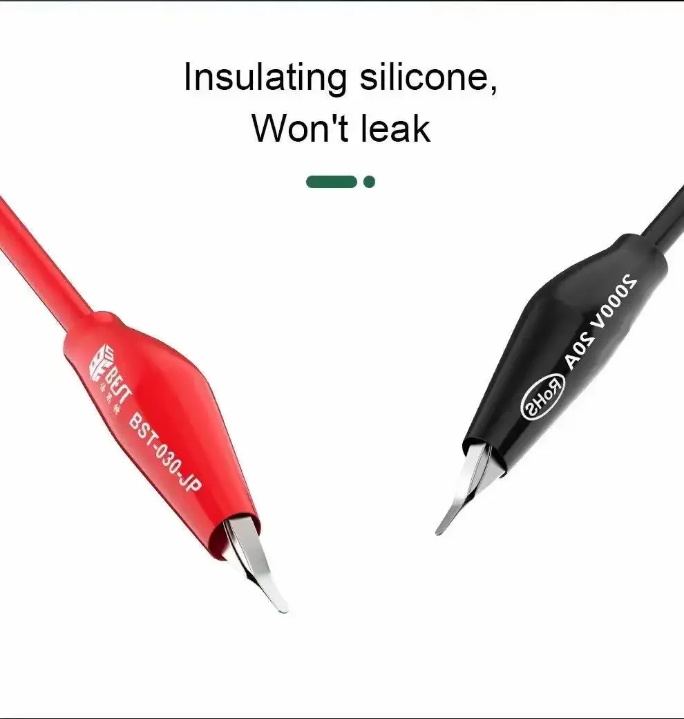 BST-030-JP 2000V 20A Superkonduktor Klip Buaya Uji Timbal Buaya Klip Lab Kabel Uji dengan Silikon Lembut untuk Multimeter