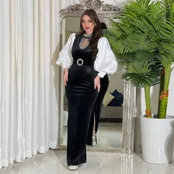 Eid Party Morocco Velvet Diamond Abaya Musim Long Maxi Dress Turkey Dubai Kaftan Islamic Evening Gown Arab Femme Jalabiya Caftan
