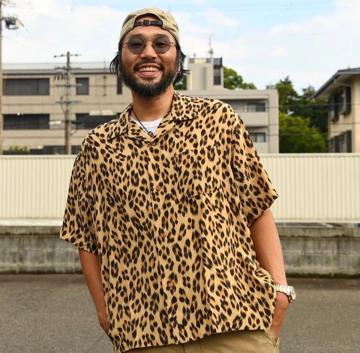 

Casual ort Sve Button up irt Leopard Print Couple's Summer Visvim 23ss Caban Warming Wine Loose Fit Youth Trend
