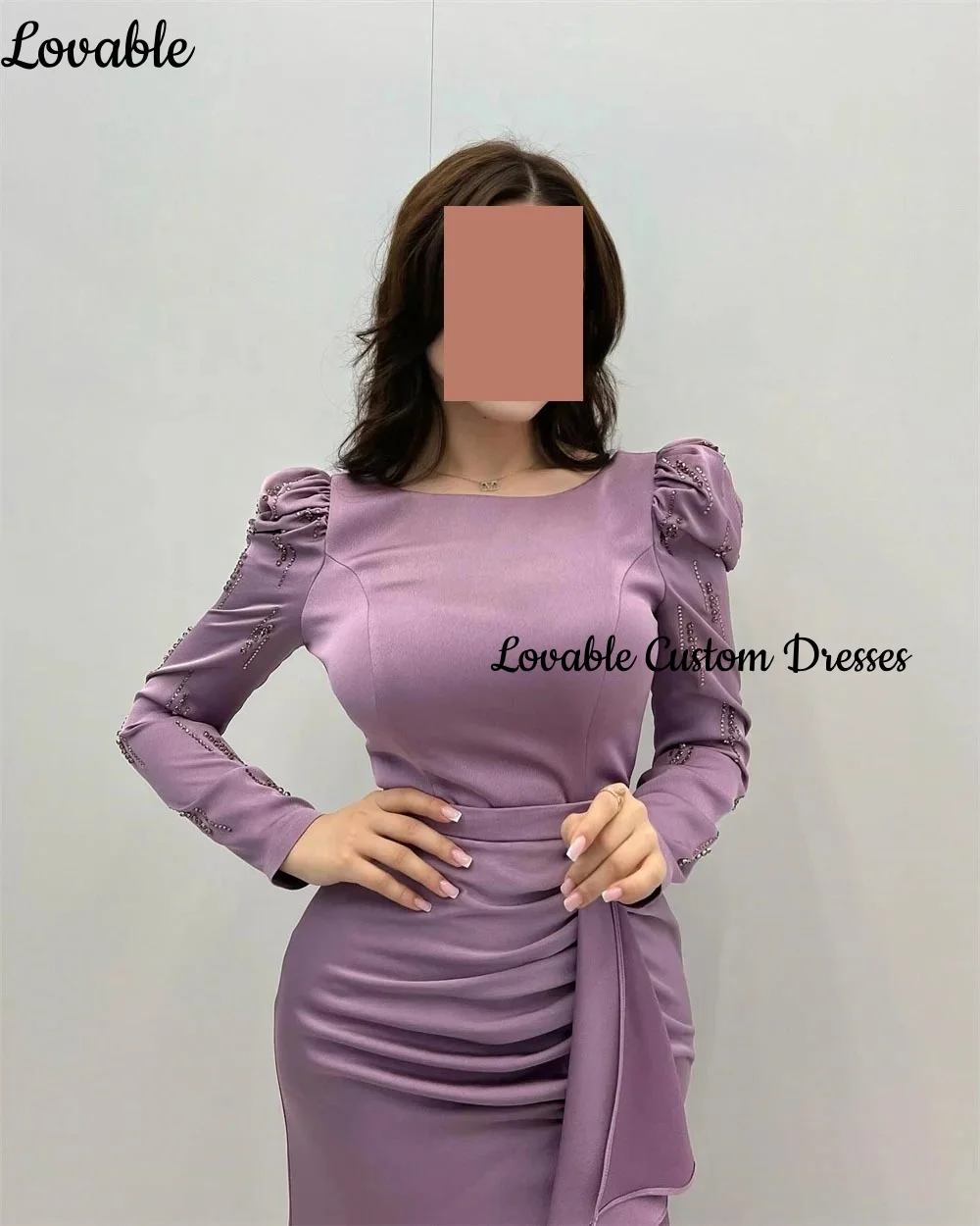 فساتين سهرة فاخرة مخصصة بحورية البحر وخط عنق سكوب بطول الأرض مطرزة بأكمام طويلة وسحاب للحفلات الأنيقة