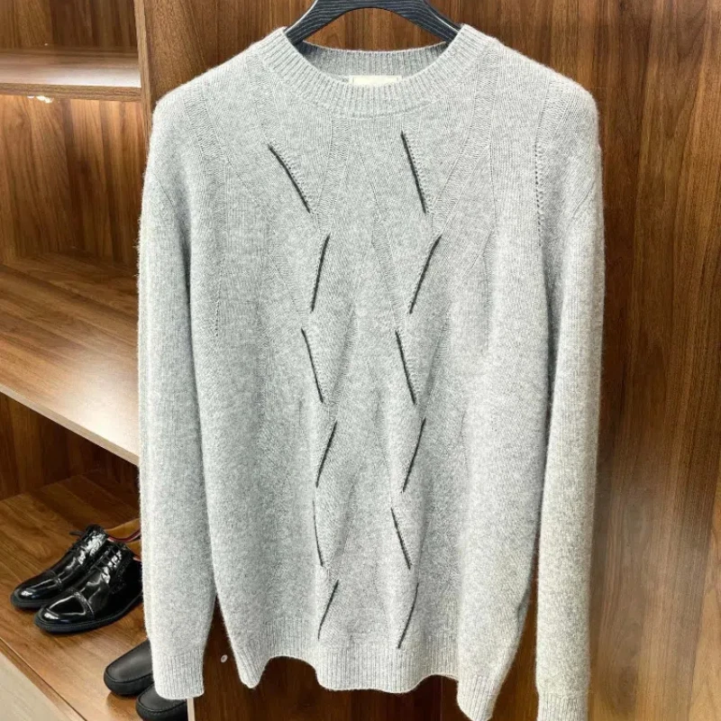 24AW Cashmere Sweater Yarn Crew Neck Men's Sweater Male Cardigan Mens Clothing Pullovers Knitwear New in Hoodies Sweatshirts