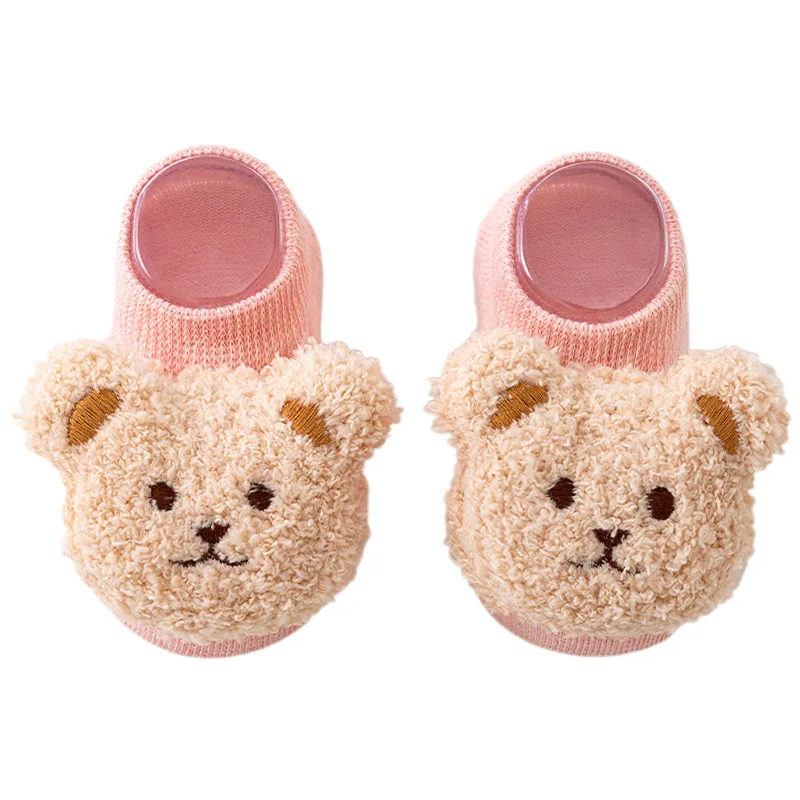 Cute Cartoon Bear Baby Socks for Boys Girls Spring Autumn Soft Cotton Anti Slip Soled Newborn Toddler Sock Kids Warm Socken