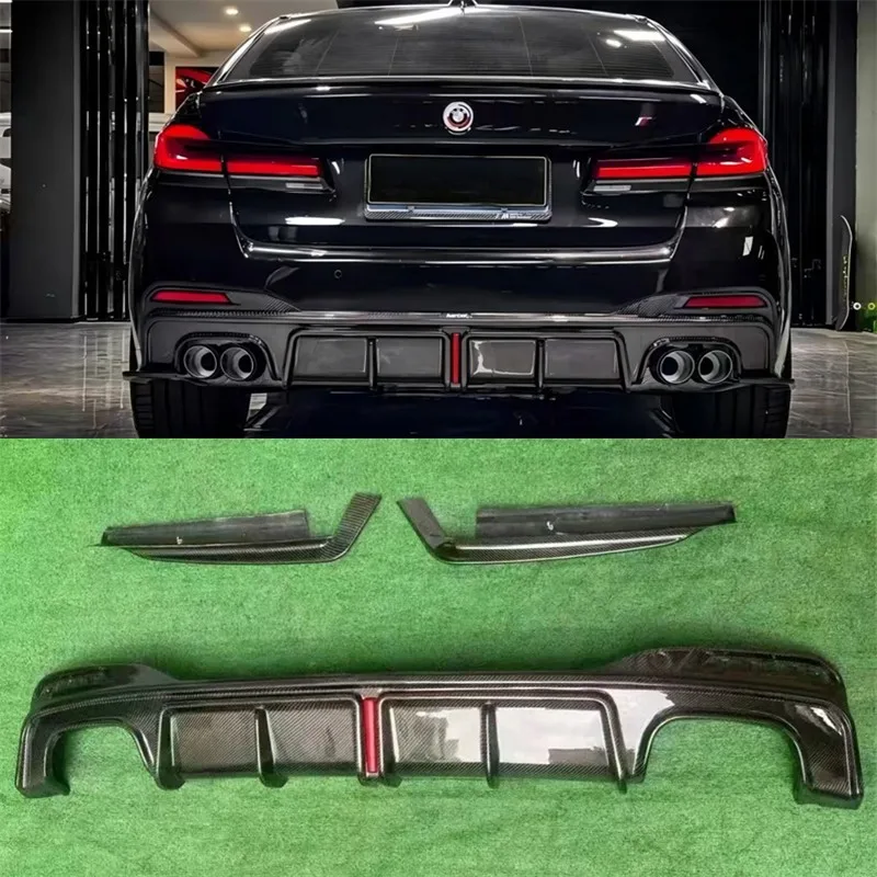 

For BMW 5 Series F90 G30 G38 2017-2023 Real Carbon Fiber Car Rear Bumper Lip Diffuser Baojiao Splitters Spoiler Body Kit