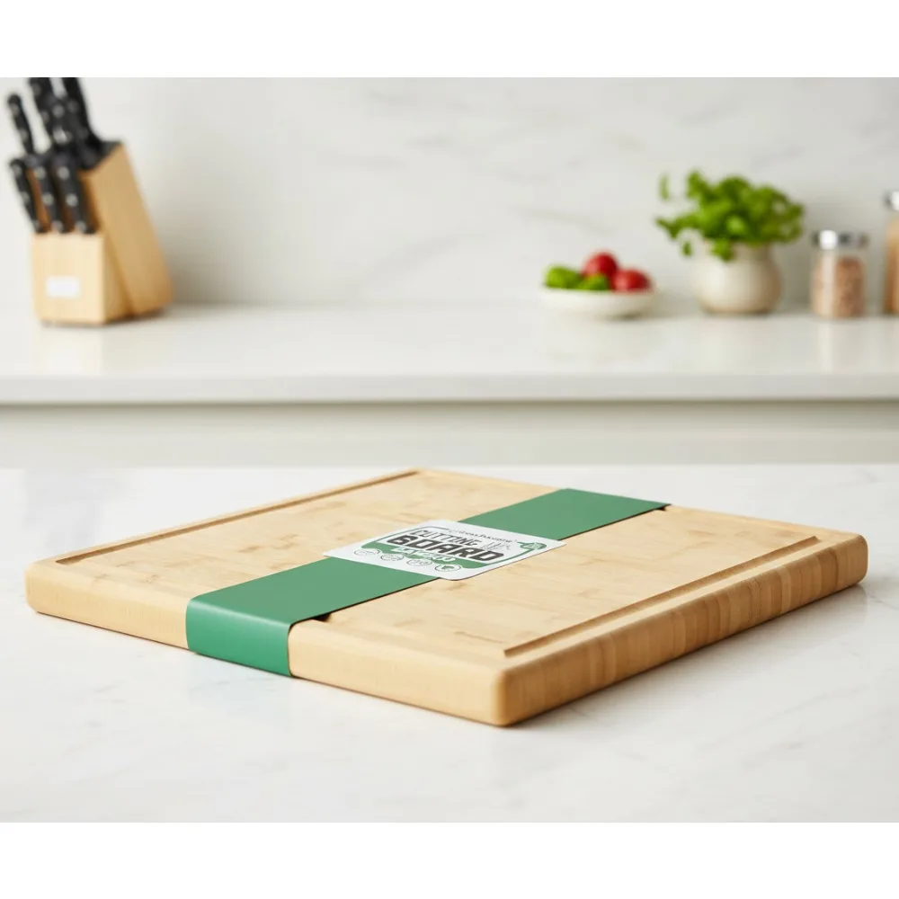 

Extra Large 24 Inch Bamboo Cutting Board with Juice Grooves, Professional Butcher Block for Meat & Dough
