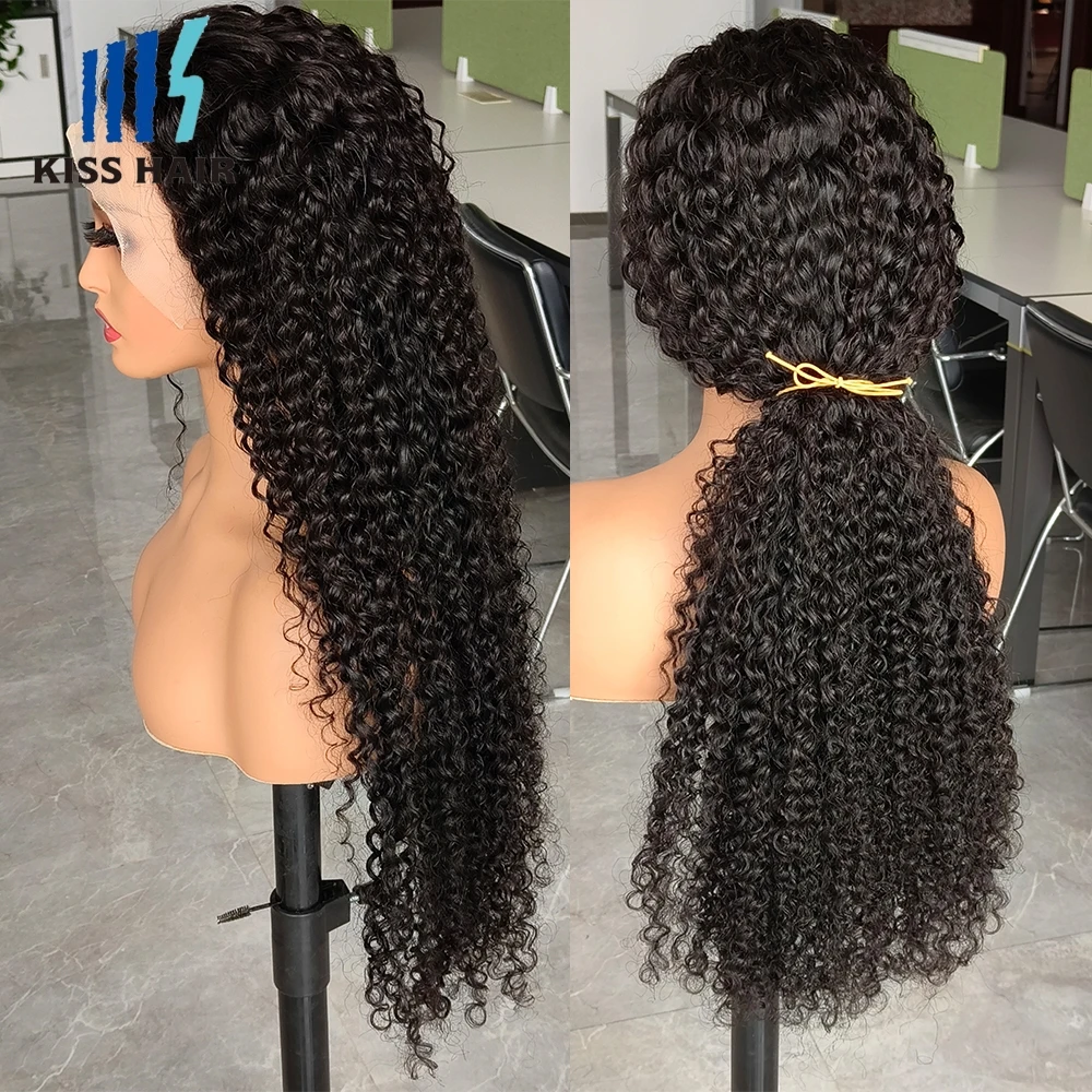 300% Jerry Curly 13*4 Lace Frontal Wigs Glueless Human Hair Wigs Easy Wear Full Head Thick Indian Human Hair Extensions KissHair