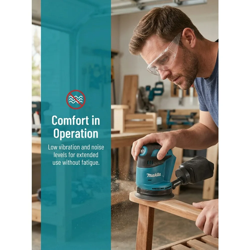 Makita DBO180Z 18V Brushless Cordless Random Orbital Sander Efficient Wood Putty Polishing DIY Professional Power Tool Bare Unit - view 4