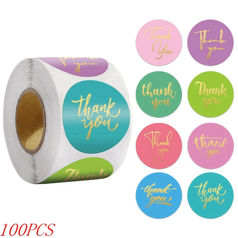 50-500 Stuks 1Inch Blauw Dank U Stickers Voor Envelop Afdichting Labels Briefpapier Levert Handgemaakte Huwelijkscadeau Decoratie sticker