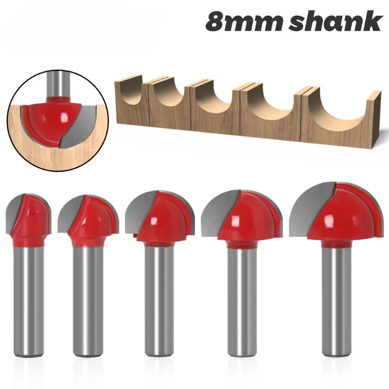 

8mm Shank CNC Tools Solid Carbide Round Nose Bits Round Nose Cove Core Box Router Bit Ball Milling Cutter Tools for Woodworking