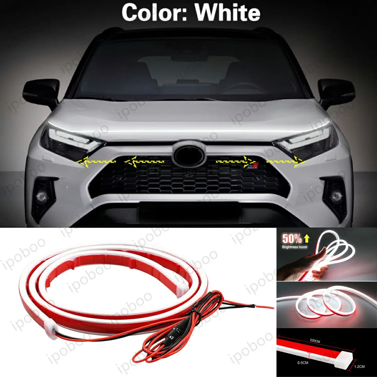 

86" LED Hood Light Strip For Toyota RAV4 Flexible Dynamic Scan Start Up Hoodbeam Kit Engine Cover Decoration Light