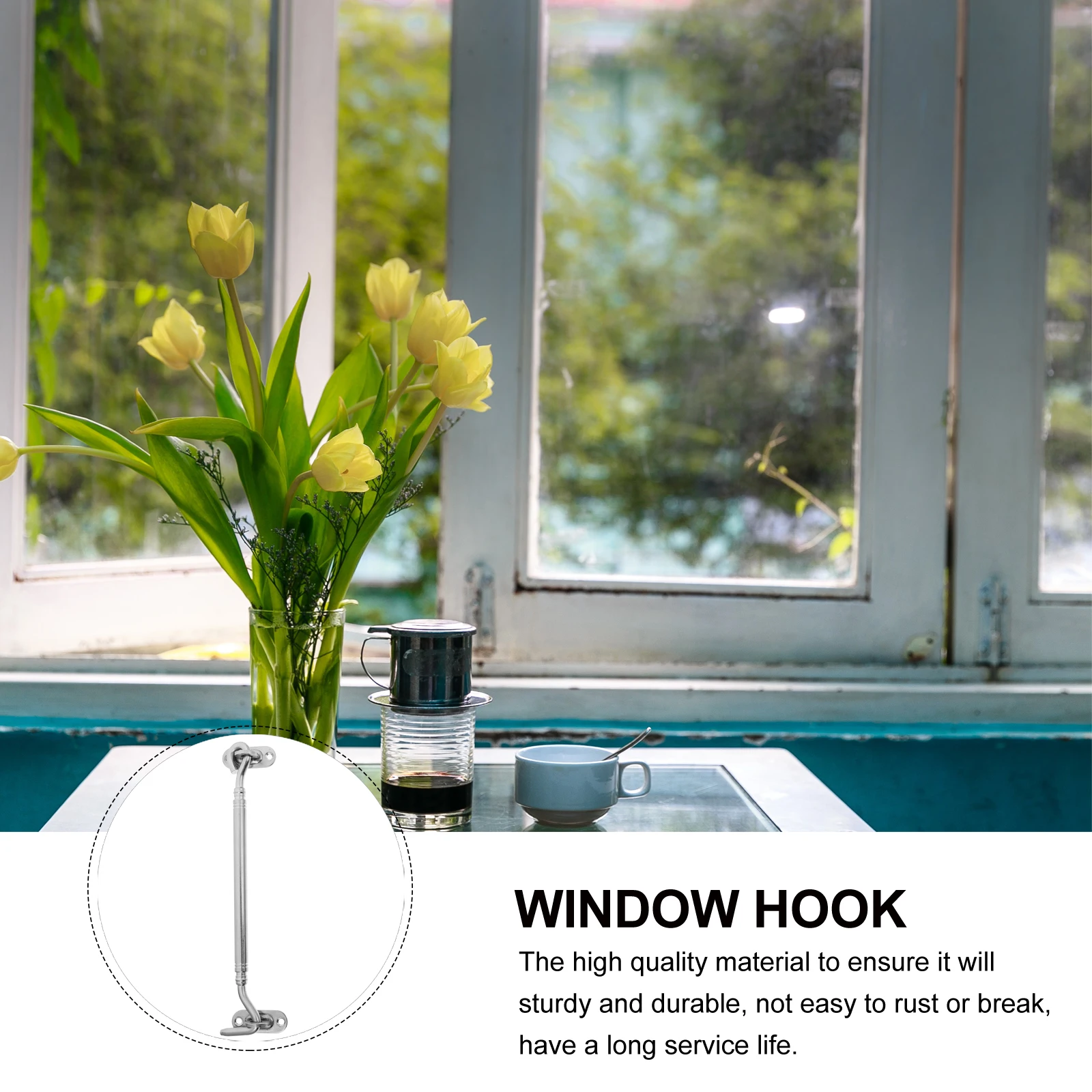 

3 pcs Stainless Steel Window Hook Windproof Door Latch Heavy Duty Cabin Hook For Gate Cabinet Shutters Durable