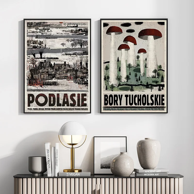 Vintage Poland City Posters Biebrza Solina Zakopane Canvas Printing And Prints Wall Art Picture for Living Room Home Decor Gift