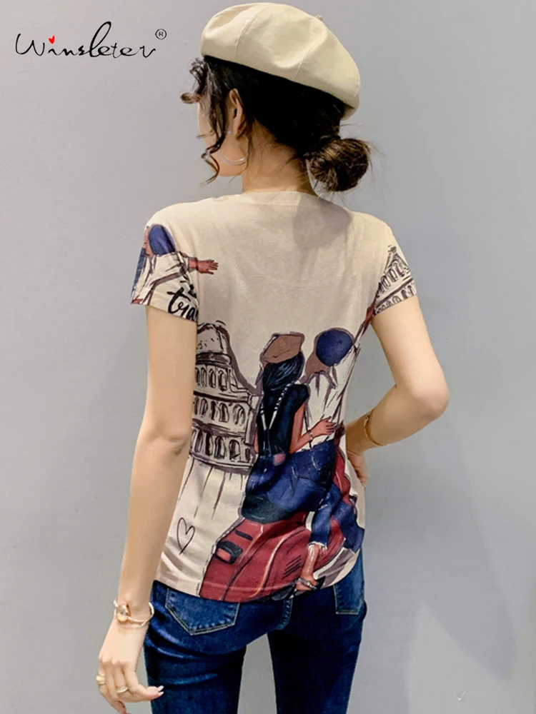 Summer 2022 New Cotton T-shirt Women Print 