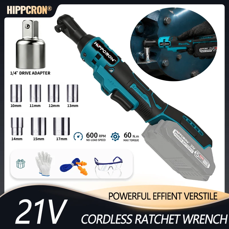 Hippcron 21V Cordless Electric Ratchet Wrench 3/8