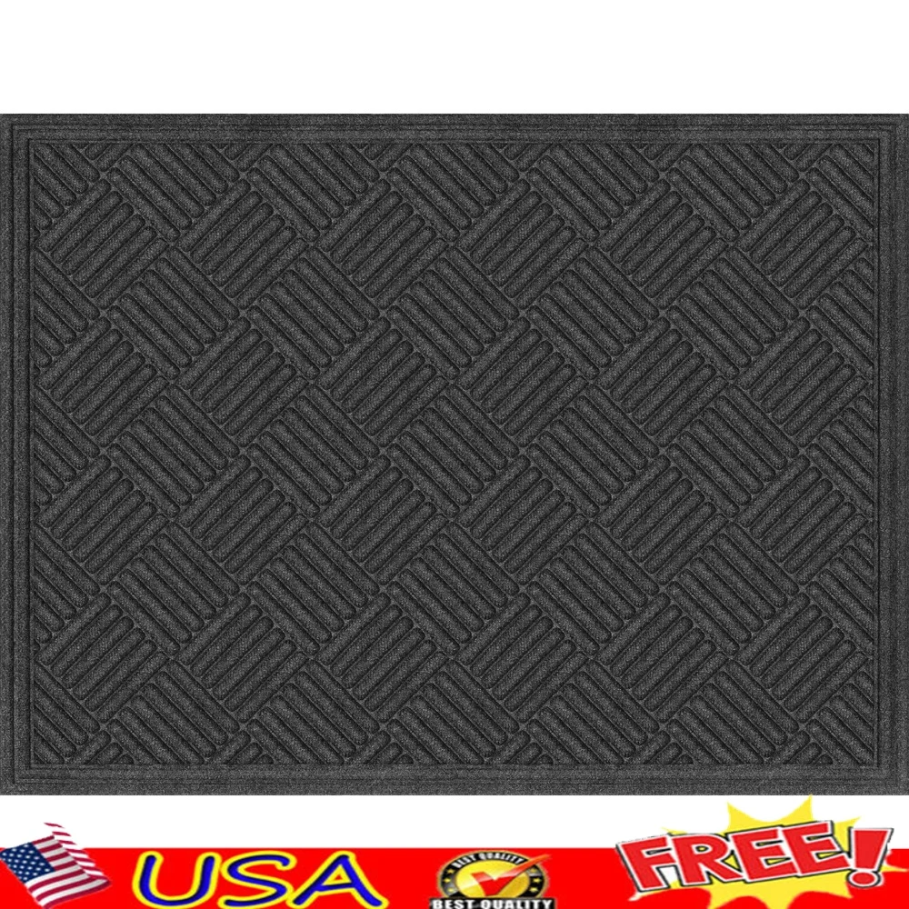

Textures Crosshatch Polyester Doormat with Rubber Backing Non-Slip Stain Resistant Indoor Outdoor High Traffic Areas 3x4 Feet