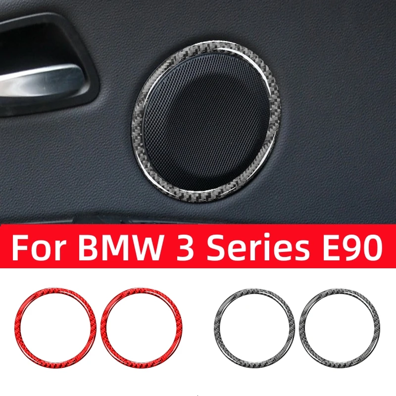 

For BMW 3 Series E90 2005-2012 Car Accessories Carbon Fiber Interior Car Door Horn Decoration Ring Trim Cover Stickers