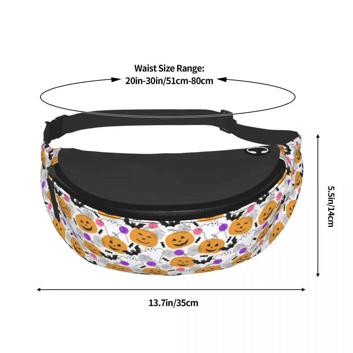 مخصص بارد القرع أشباح القطط هالوين حزمة مراوح للسفر النساء الرجال Crossbody الخصر حقيبة الهاتف المال الحقيبة