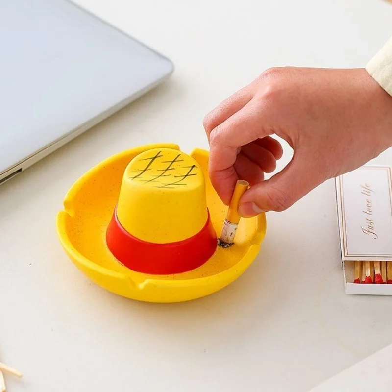 

One Piece Bandai Monkey D. Luffy Straw Hat Ceramic Ashtray Office Desk Home Games Ashtray Boyfriend Decoration Personalized Toys