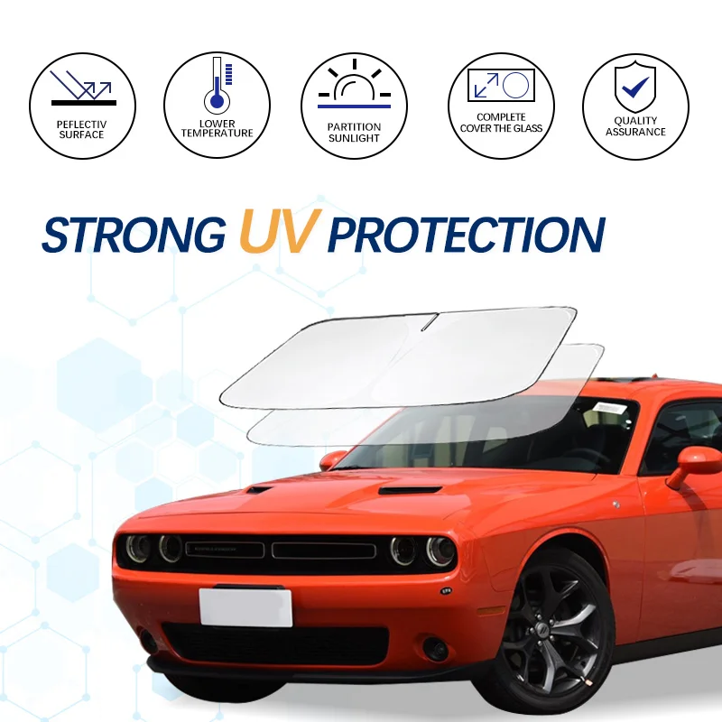 

Car Windshield Sun Shade For Dodge Challenger Sunshade Summer Visor Protector Foldable Blocks UV Rays Protection Accessorie