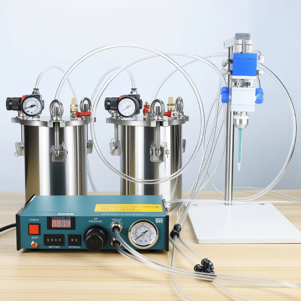 

AB Автоматический дозатор клея 983A Пневматический контроллер дозирования AB Дозатор смешанной жидкой эпоксидной смолы 2л Бочка из нержавеющей стали