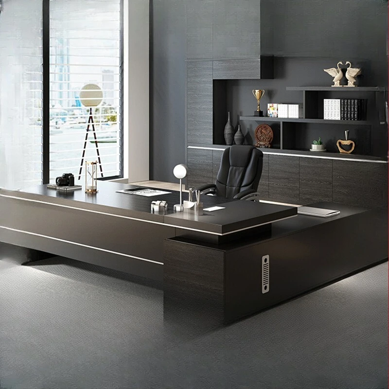 

Boss office table Chairperson combination Simple modern class desk Black walnut high-end