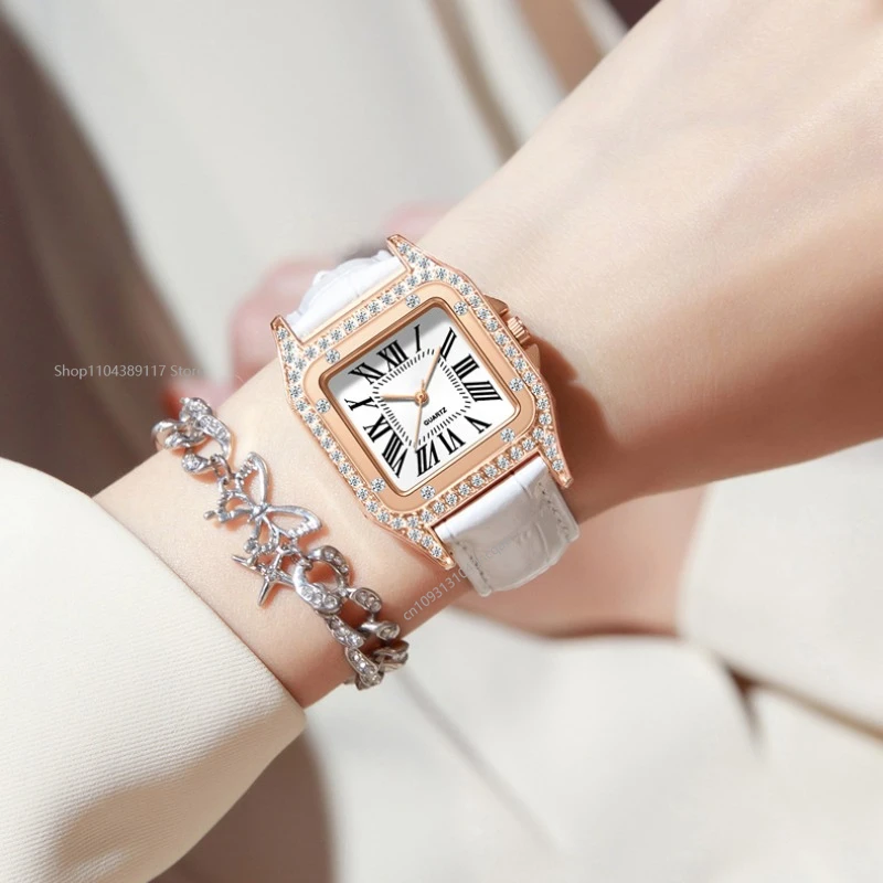 Reloj de mujer con esfera cuadrada, relojes de cuarzo, correa de cuero para mujer, reloj de pulsera de cuarzo de lujo, reloj elegante para mujer, reloj habсы Ж Sammaliе Нару